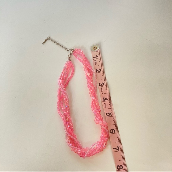 Girls 5-Strand Twisted Pink Beaded Necklace - Picture 3 of 4